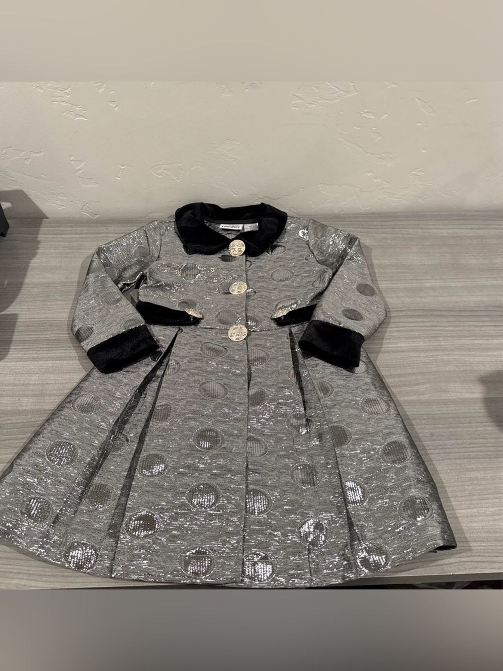 Vintage BLUE BERI boulevard Size 4-T Toddler Kids Silver Light Weight Coat Shiny